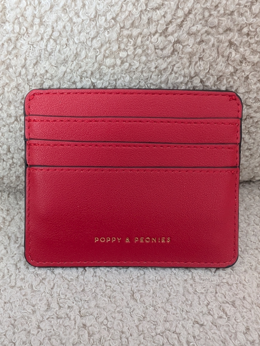 Poppy & Peonies Bright Red Leather Card Wallet